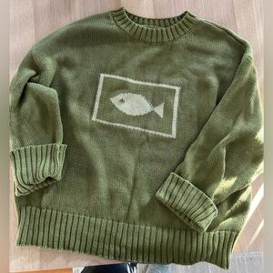 Sonderhaus Green Sweater with Fish Design